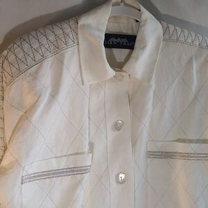 Vintage  80's  Ellen Tracy size 12   ivory/cream   linen suit jacket